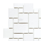 White mosaic tile pattern from Thassos Supreme Mini-Versailles marble mosaic product