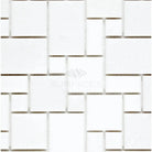 White mosaic tile pattern from Thassos Supreme Mini-Versailles Pattern Marble