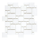 White mosaic tile sheet of Thassos Supreme Mini-Versailles Pattern Marble