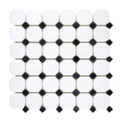 Thassos Supreme Octagon and Diamond Mosaic Tile Sheet in polished marble finish
