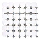 Octagon and diamond mosaic tile from Thassos Supreme collection in Blue-Gray marble