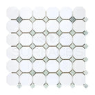 Octagon and square mosaic tile from Thassos Supreme with Ming-Green marble finish