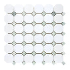 White octagon and green square marble mosaic tile for Thassos Supreme Octagon with Ming-Green