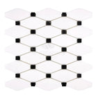 Mosaic tile with white lozenges and black squares from Thassos Supreme Octave collection