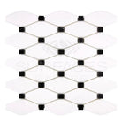 White and black mosaic tile pattern from Thassos Supreme Octave marble collection
