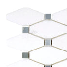 White and silver geometric tile from Thassos Supreme Octave Mosaic Marble collection