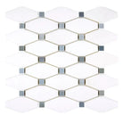 White and gray mosaic tile from Thassos Supreme Octave blue-gray marble collection