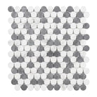 Alternating gray and white circular mosaic tile sheet for Thassos Supreme Penny-Round Mosaic