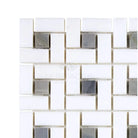 White and silver mosaic tile pattern from Thassos Supreme Pinwheel Mosaic with Blue-Gray accents