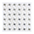 White and gray mosaic tile pattern for Thassos Supreme Supreme Pinwheel Mosaic with Blue-Gray finish