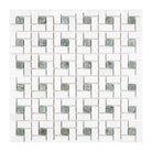 Thassos Supreme Pinwheel Mosaic tile pattern with Ming-Green marble finish