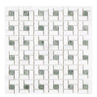 White and green mosaic tile pattern from Thassos Supreme Pinwheel Mosaic with Ming-Green
