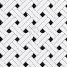 White and black mosaic tile pattern from Thassos Supreme Stanza Marble collection