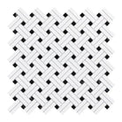 Woven white and black mosaic tile from Thassos Supreme Stanza marble collection