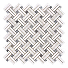 Woven pattern mosaic tile from Thassos Supreme Stanza with Blue-Gray marble finish