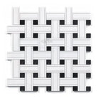 Woven white and black tile pattern in Thassos Supreme Triple-Weave mosaic marble