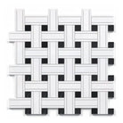Woven white and black tile pattern in Thassos Supreme Triple-Weave marble mosaic