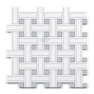 Woven white and gray mosaic tile from Thassos Supreme Triple-Weave Marble collection