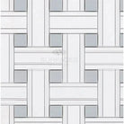 Woven-patterned tile design from Thassos Supreme Triple-Weave Blue-Gray Marble Mosaic