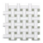 Woven white and gray tile pattern from Thassos Supreme Triple-Weave Mosaic Marble