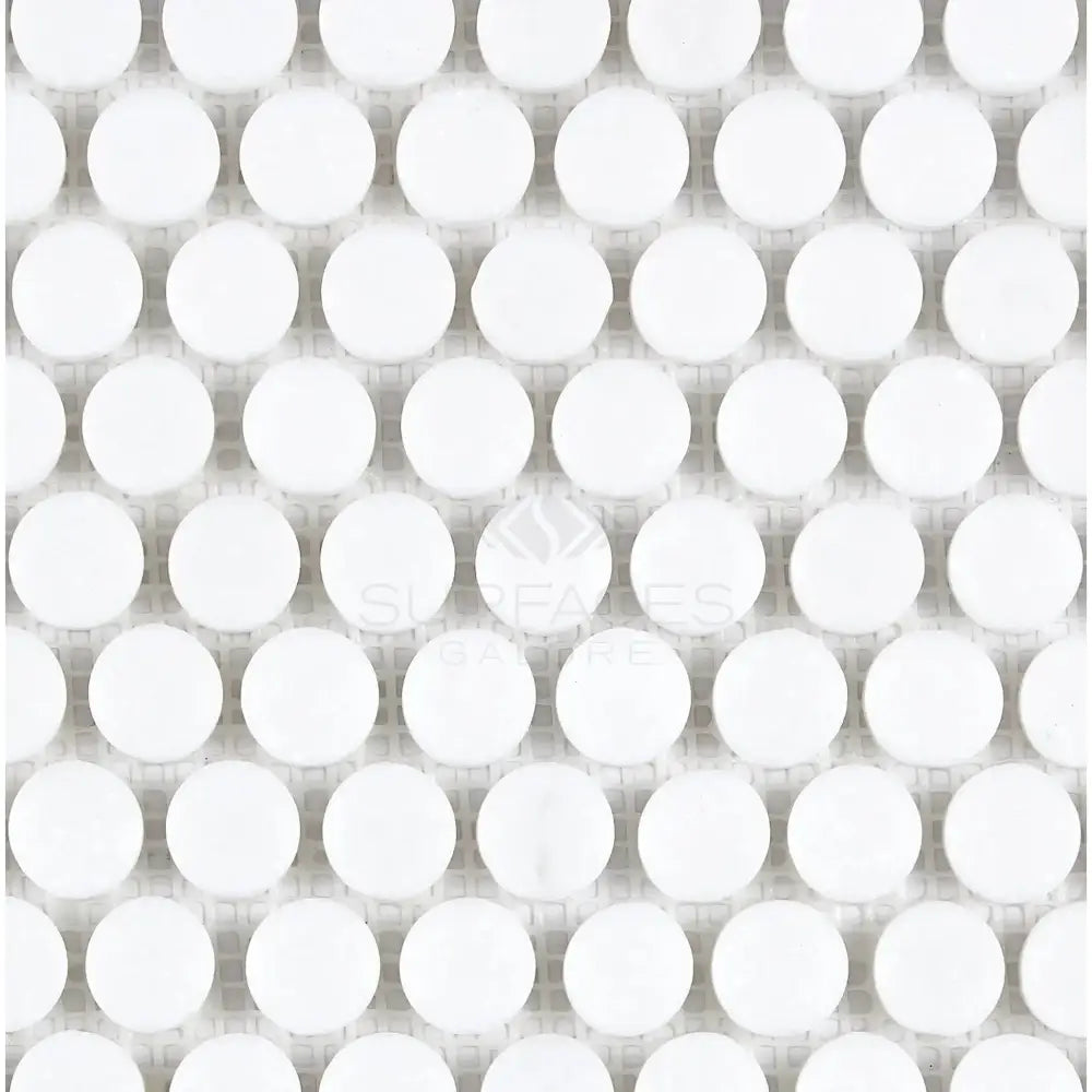 Thassos White Penny-Round (Single Color: Thassos White) Mosaic Marble-American Stone