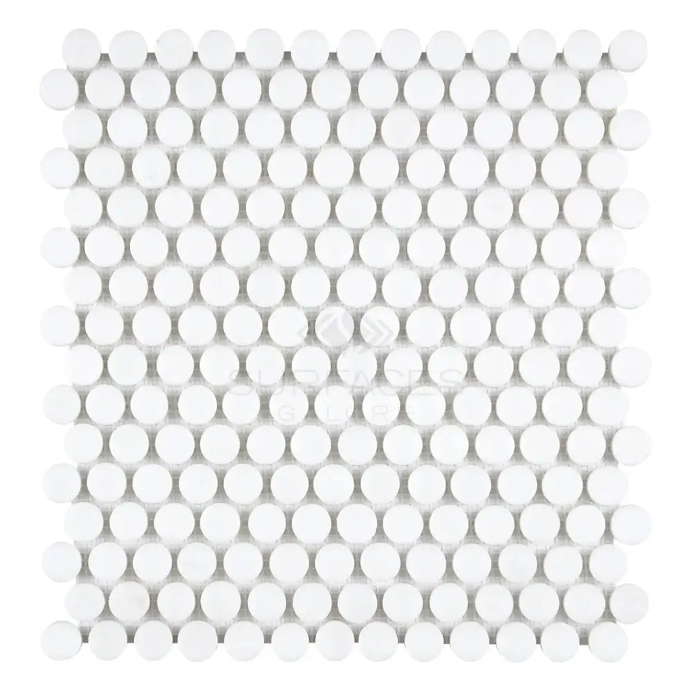 Thassos White Penny-Round (Single Color: Thassos White) Mosaic Marble-American Stone
